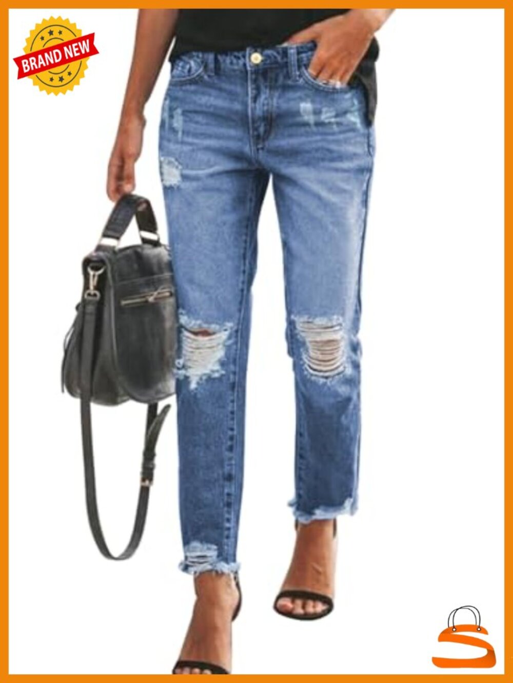 Stretchy Ripped Distressed Boyfriend Jeans Denim Pants